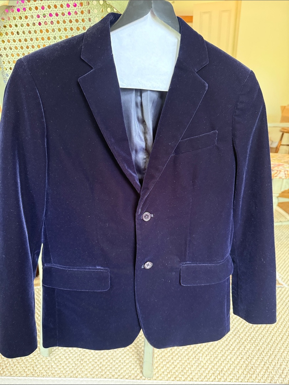 Spring Notion Velvet Blazer - Navy Blue